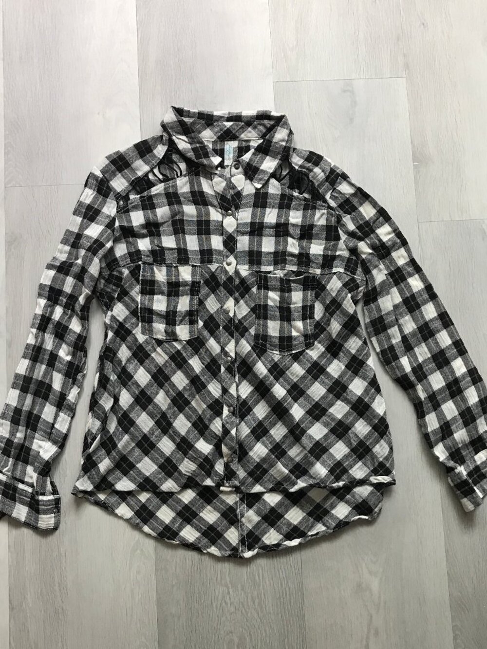 FREE PEOPLE CHECK LONG SLEEVE SNAP BUTTON FRONT WESTERN SHIRT WOMENS XS